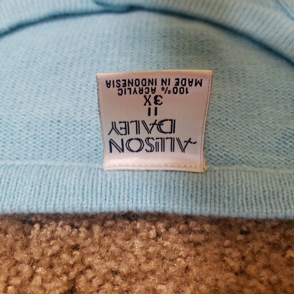 Allison Daley button up sweater with pockets blue 3x - Picture 4 of 6